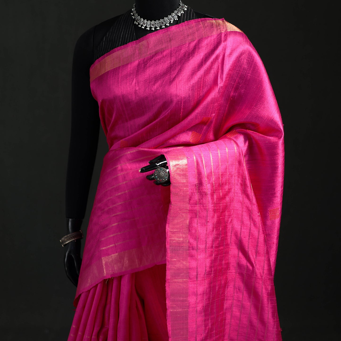 Handspun Handwoven Bhagalpuri Tussar Silk Saree 13