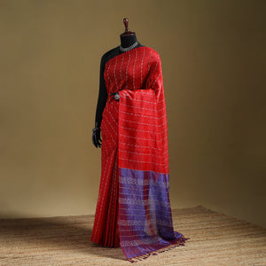 Red - Pure Handwoven Mangalagiri Silk Cotton Pattu Saree 24