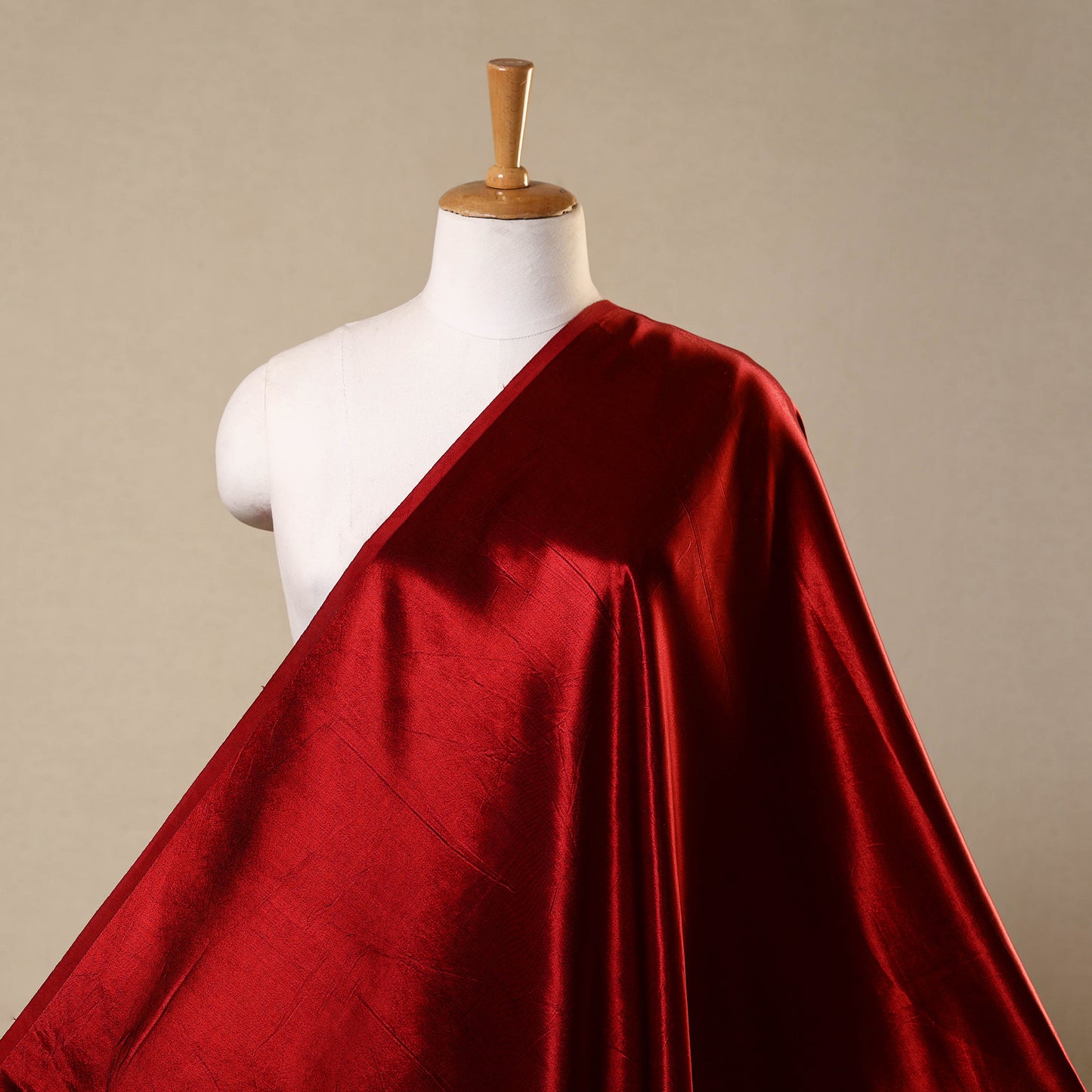 Red - Mashru Silk Plain Fabric 43