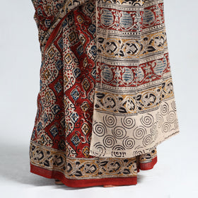 Multicolor Pedana Block Print Cotton Kalamkari Saree