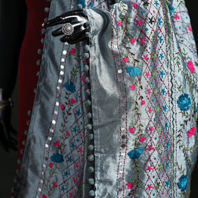 Phulkari Hand Embroidered Chanderi Silk Dupatta 46