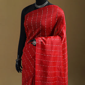 Red - Pure Handwoven Mangalagiri Silk Cotton Pattu Saree 24