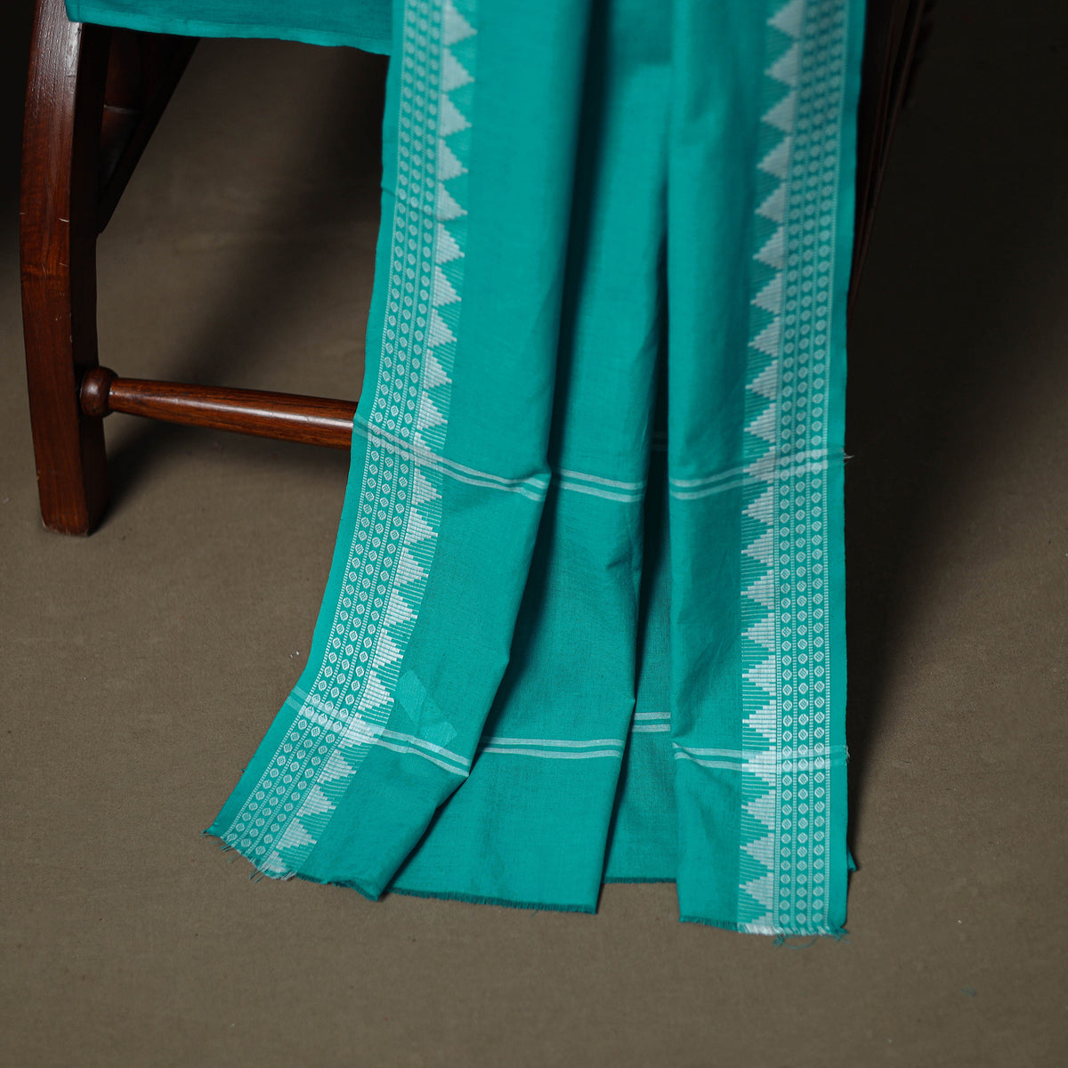 Sanganeri Block Print Cotton Unstitched Dress Material: Kurta, Bottom & Dupatta with Jewellery 30