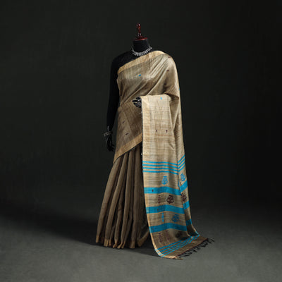 Handspun Handwoven Bhagalpuri Desi Tussar Silk Saree 11
