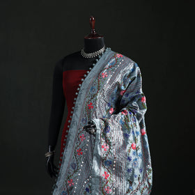 Phulkari Hand Embroidered Chanderi Silk Dupatta 47