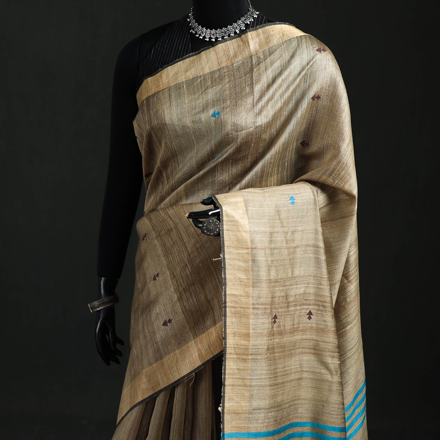 Handspun Handwoven Bhagalpuri Desi Tussar Silk Saree 11