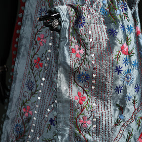 Phulkari Hand Embroidered Chanderi Silk Dupatta 47