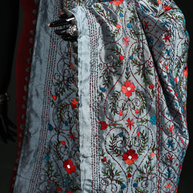 Phulkari Hand Embroidered Chanderi Silk Dupatta 48