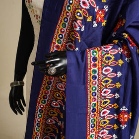 Kutch embroidery semi modal silk handloom dupatta