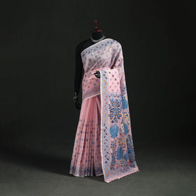Hand Embroidered Chapa Work Silk Cotton Saree 01