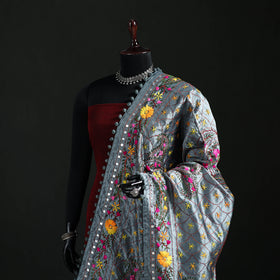 Phulkari Hand Embroidered Chanderi Silk Dupatta 49