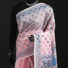 Hand Embroidered Chapa Work Silk Cotton Saree 01