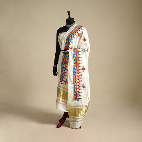 Kutch embroidery semi modal silk handloom dupatta