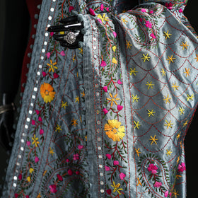 Phulkari Hand Embroidered Chanderi Silk Dupatta 49
