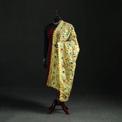 Phulkari Hand Embroidered Chanderi Silk Dupatta 50