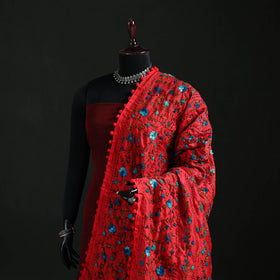 Phulkari Hand Embroidered Chanderi Silk Dupatta 51