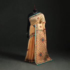 Hand Embroidered Chapa Work Silk Cotton Saree 02