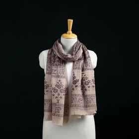 Pure Merino Wool Stole in Pedana Kalamkari Block Prints 01