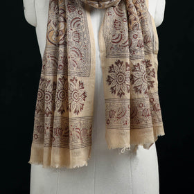 Pure Merino Wool Stole in Pedana Kalamkari Block Prints 02