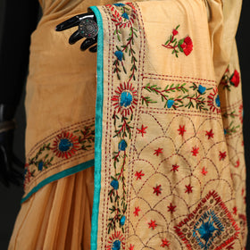 Hand Embroidered Chapa Work Silk Cotton Saree 02