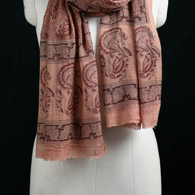 Pure Merino Wool Stole in Pedana Kalamkari Block Prints 03