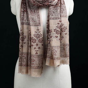 Pure Merino Wool Stole in Pedana Kalamkari Block Prints 04