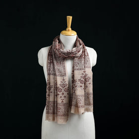 Pure Merino Wool Stole in Pedana Kalamkari Block Prints 04