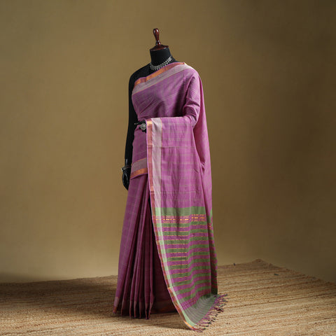 Pure Handwoven Zari Checks Mangalagiri Cotton Saree 29