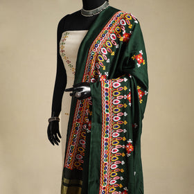 Kutch embroidery semi modal silk handloom dupatta