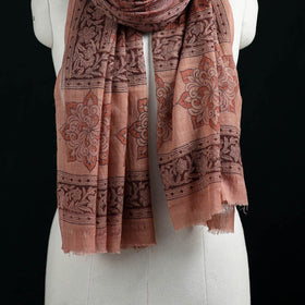 Pure Merino Wool Stole in Pedana Kalamkari Block Prints 06