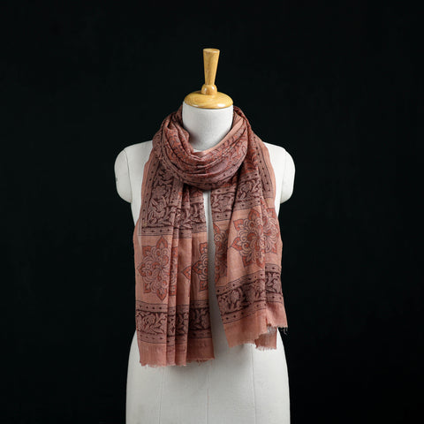 Pure Merino Wool Stole in Pedana Kalamkari Block Prints 06