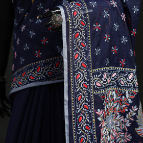 Hand Embroidered Chapa Work Silk Cotton Saree 03