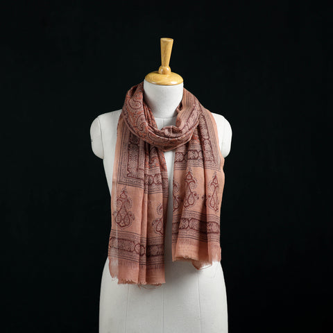 Pure Merino Wool Stole in Pedana Kalamkari Block Prints 10
