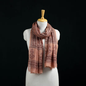 Pure Merino Wool Stole in Pedana Kalamkari Block Prints 10