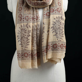 Pure Merino Wool Stole in Pedana Kalamkari Block Prints 11