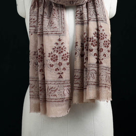 Pure Merino Wool Stole in Pedana Kalamkari Block Prints 12