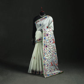Hand Embroidered Chapa Work Silk Cotton Saree 04