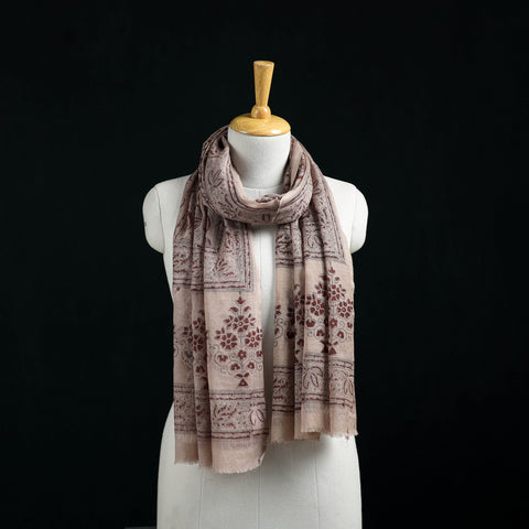 Pure Merino Wool Stole in Pedana Kalamkari Block Prints 12