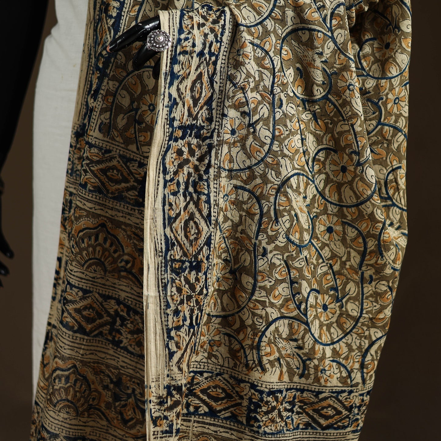 Kalamkari Hand Block Print Natural Dyed Cotton Dupatta 01