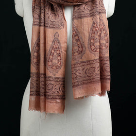 Pure Merino Wool Stole in Pedana Kalamkari Block Prints 14