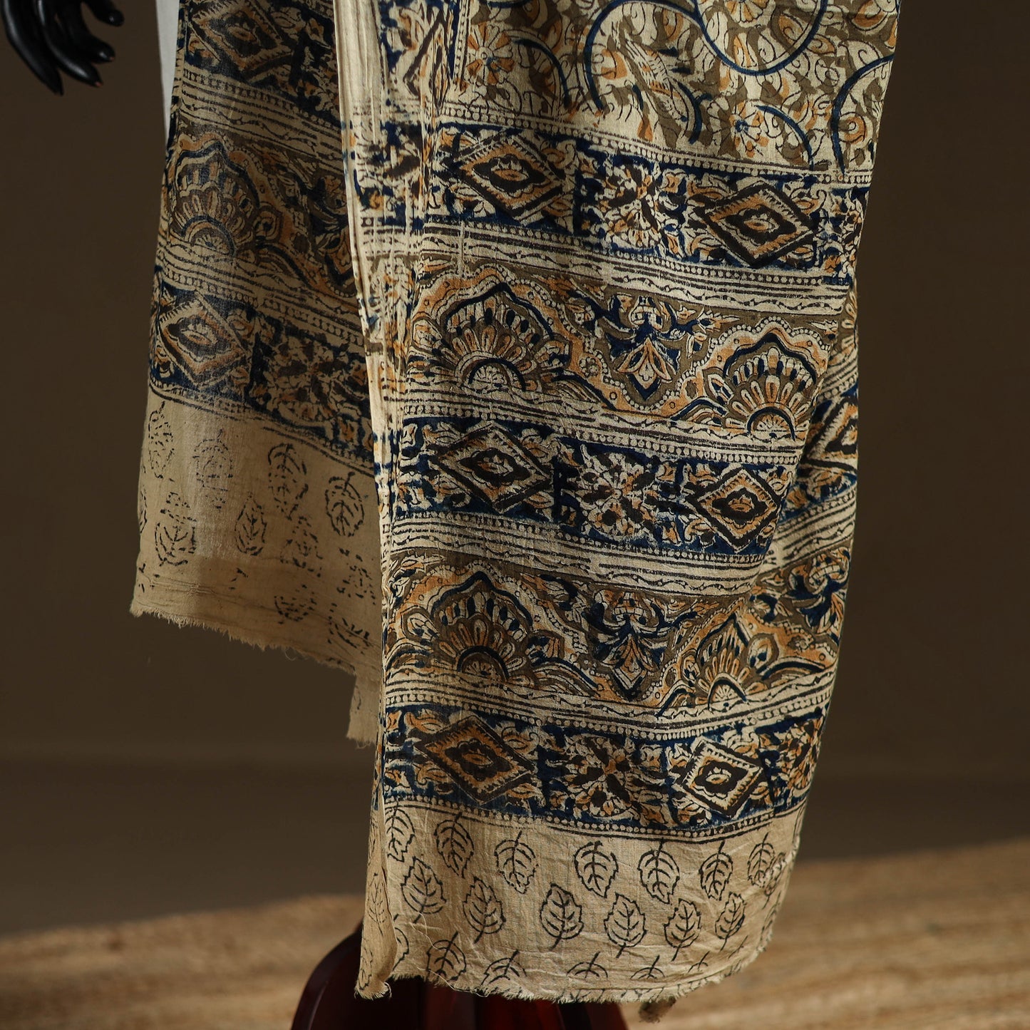 Kalamkari Hand Block Print Natural Dyed Cotton Dupatta 01