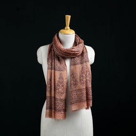 Pure Merino Wool Stole in Pedana Kalamkari Block Prints 14