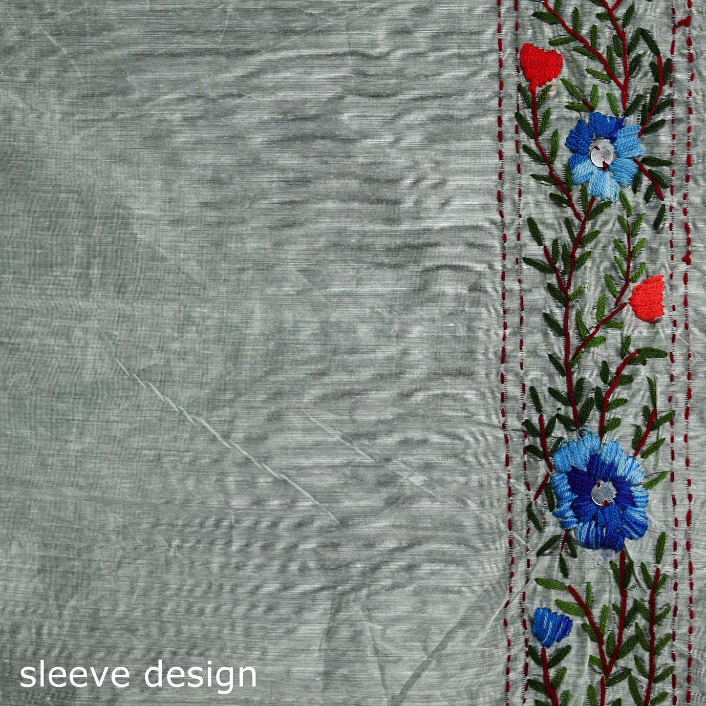 Hand Embroidered Chapa Work Silk Cotton Saree 04
