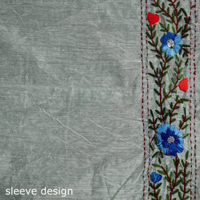 Hand Embroidered Chapa Work Silk Cotton Saree 04