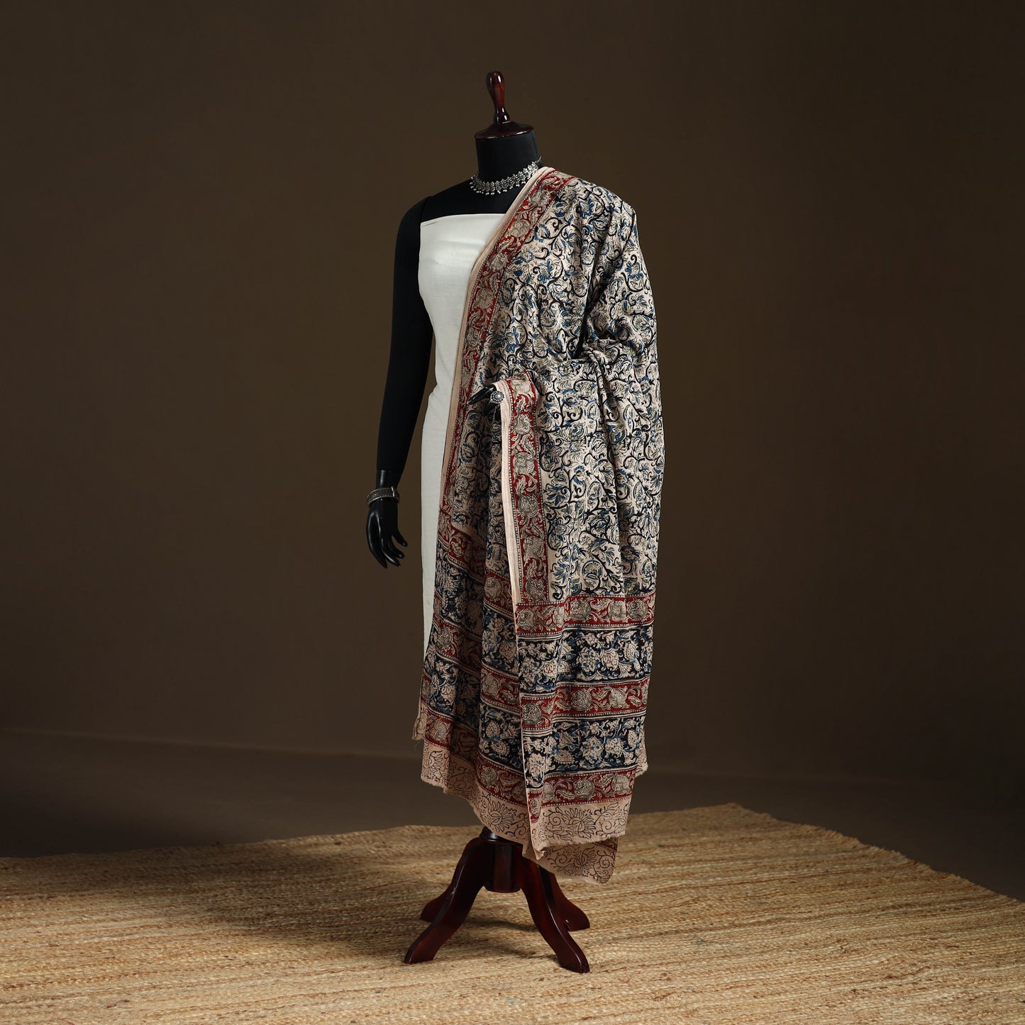 Kalamkari Hand Block Print Natural Dyed Cotton Dupatta 02