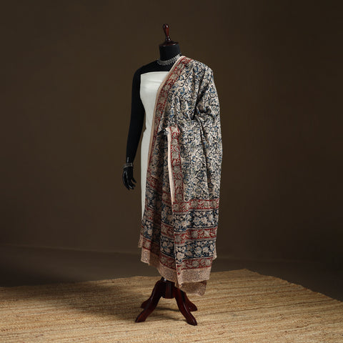 Kalamkari Hand Block Print Natural Dyed Cotton Dupatta 02