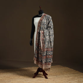 Kalamkari Hand Block Print Natural Dyed Cotton Dupatta 02