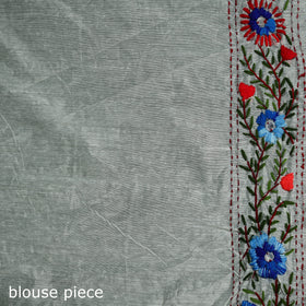 Hand Embroidered Chapa Work Silk Cotton Saree 04