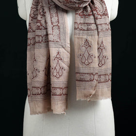 Pure Merino Wool Stole in Pedana Kalamkari Block Prints 17