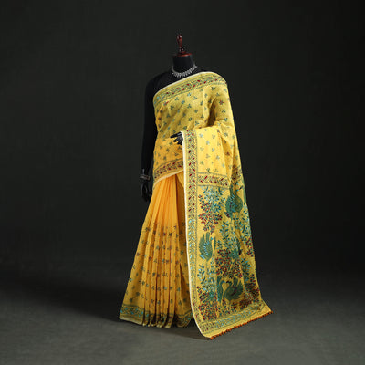 Hand Embroidered Chapa Work Silk Cotton Saree 05